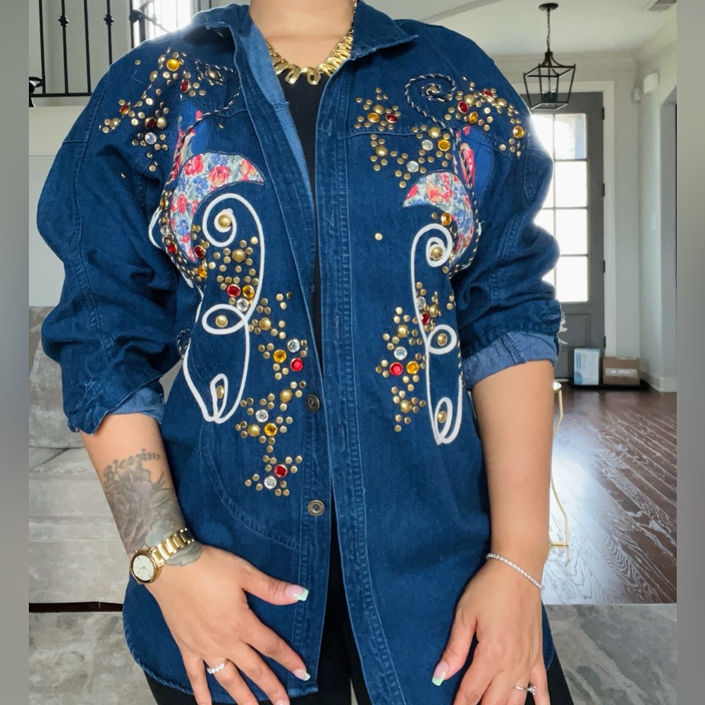 CACHE GEM DENIM BLOUSE